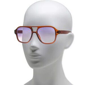 AJ Morgan rust brown frame purple tint lenses retro square aviators sunglasses
